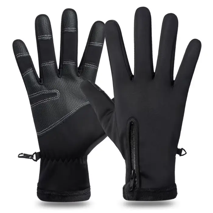 Gants de moto hiver thermique doublé polaire hiver résistant au froid doigt complet gant militaire é