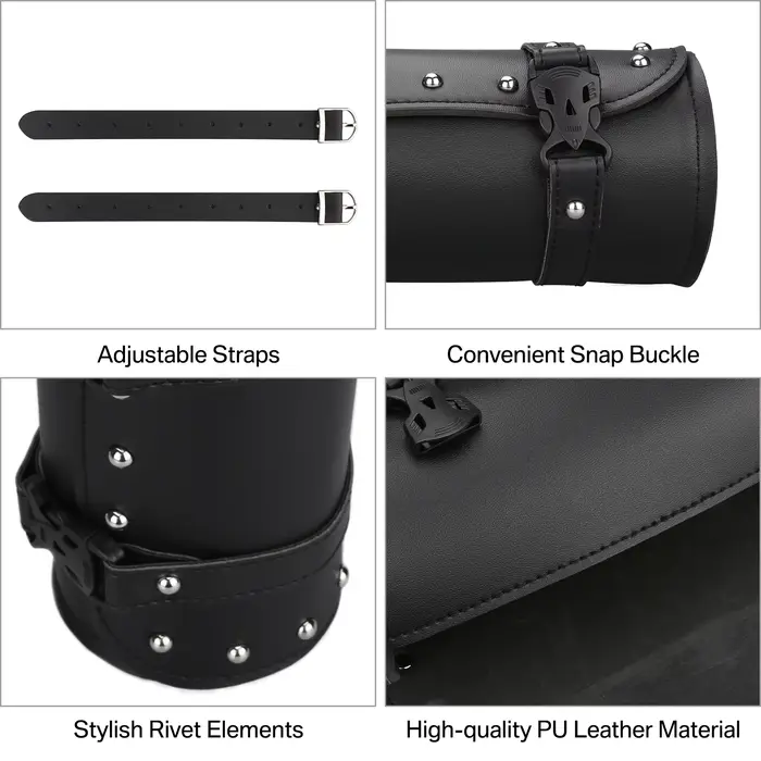 Sac à outils pour fourche avant de moto, sac en rouleau universel en Faux cuir pour guidon, étanche, adapté pour Harley Sportster Kawasaki Yamaha