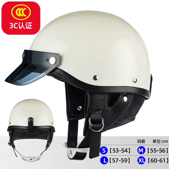Casque de Moto demi-visage blanc rétro casques de Moto Vintage hommes femmes unisexe Scooter quatre 