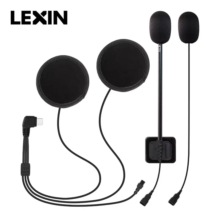 LEXIN LX-B4FM-X interphone casque et jeu de clips pour casque complet/demi avec prise Jack casque Bl