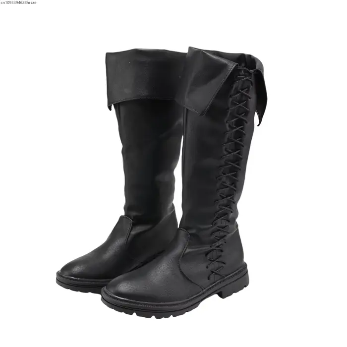 Bottes médiévales rétro pour hommes, style vintage Renaissance, pirate, chevalier, cosplay, à lacets