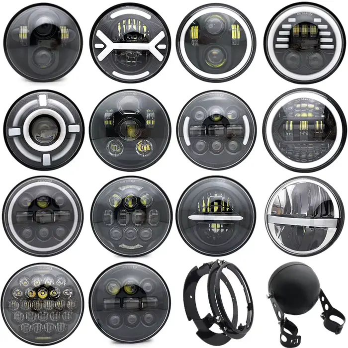 Phare LED noir de 5,75 pouces 5 3/4 "led DRL 40W phares de moto pour Harley Sportster 883 XL883 FXCW