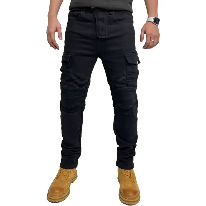 Jeans d'équitation de moto en denim vert pour hommes, pantalons d'extérieur, pantalons de travail de