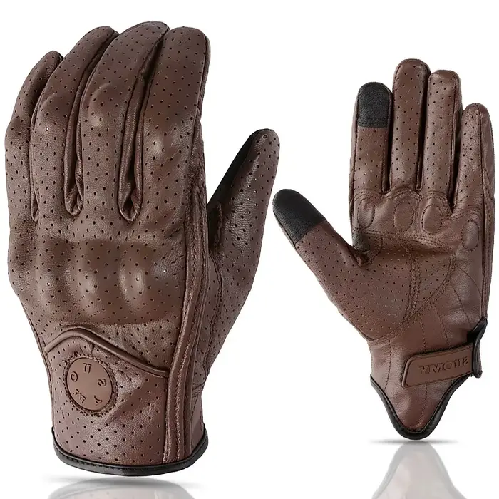 SUOMY rétro cuir Moto gants hommes femmes Vinage peau de chèvre Motocross gant doigt complet Moto Vi