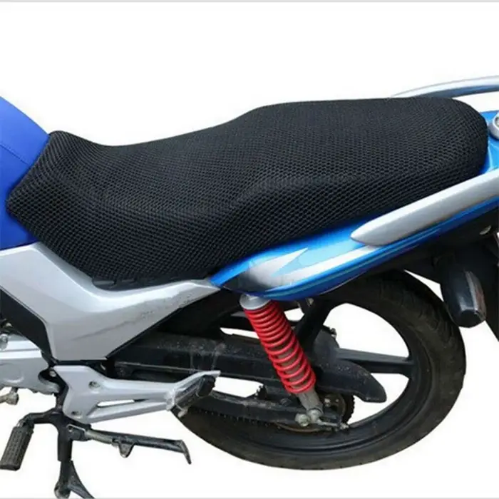 Housse de siège de moto en maille 3D respirante, housse de siège noire pour cyclomoteur et Scooter, 