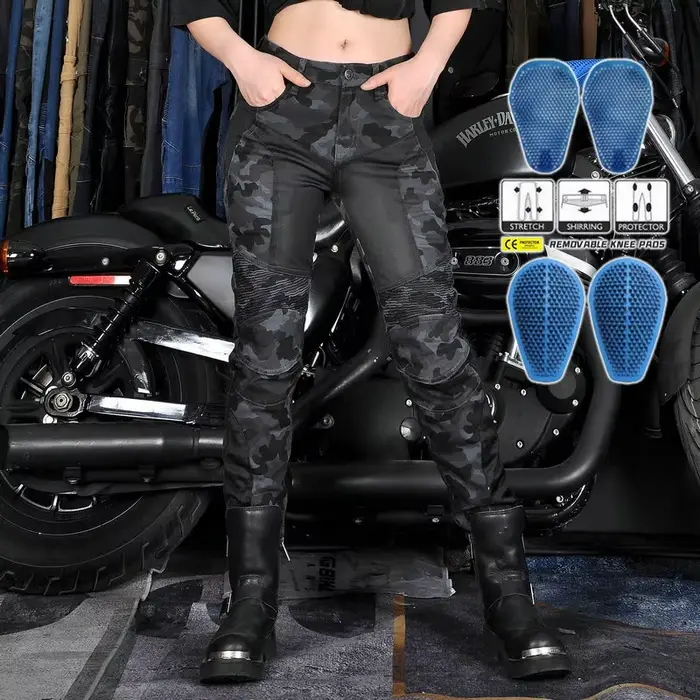 Nouveau pantalon de moto femmes jean d'équitation Anti-chute classique