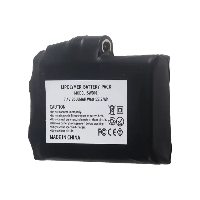 Batterie de rechange pour gants chauffants 7.4V 3000mAh 2S Lithium Polymère pour gilet chauffant, ch