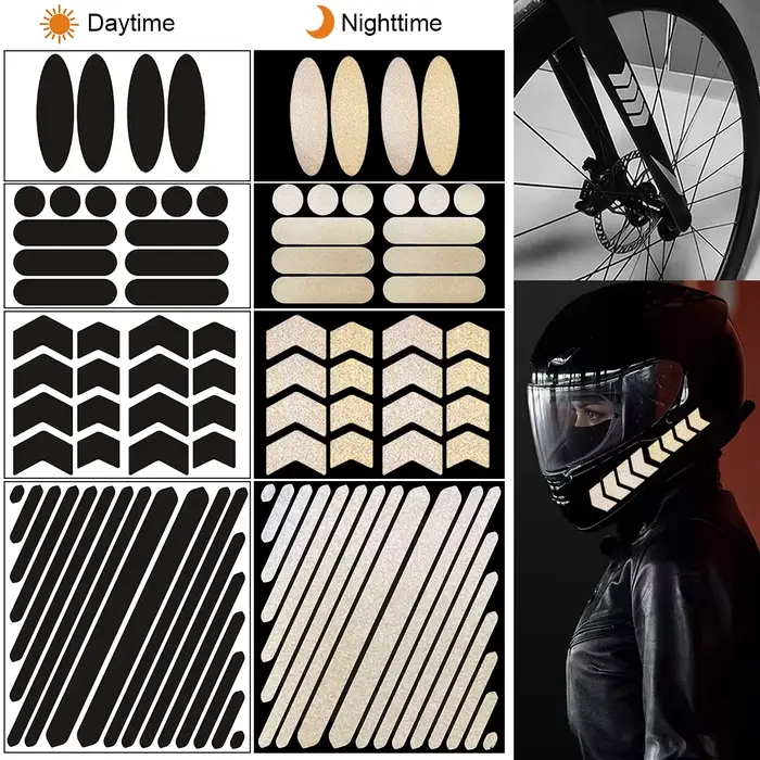 Autocollants réfléchissants noirs pour casques de moto