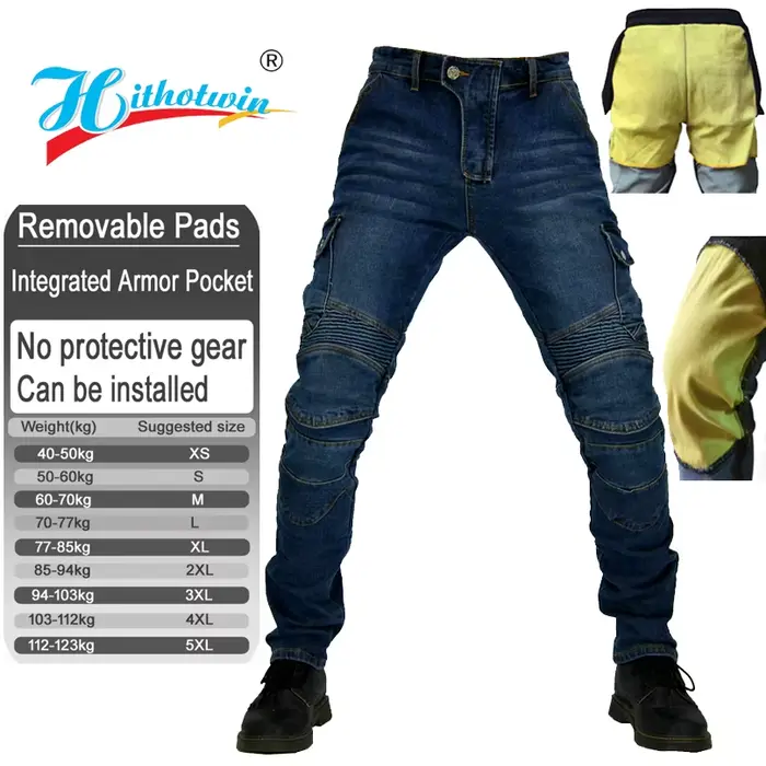 Jean de moto en Kevlar pour homme, pantalon de motocross renforcé résistant à l'abrasion, équipement