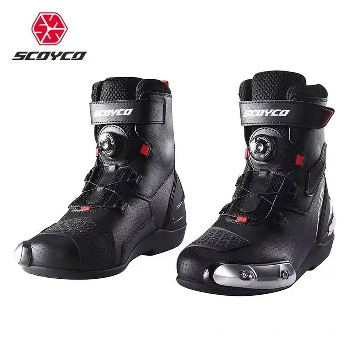SCOYCO bottes de Moto homme haut Moto Cross Gear pour accessoires enduro chaussures de Moto en cuir 