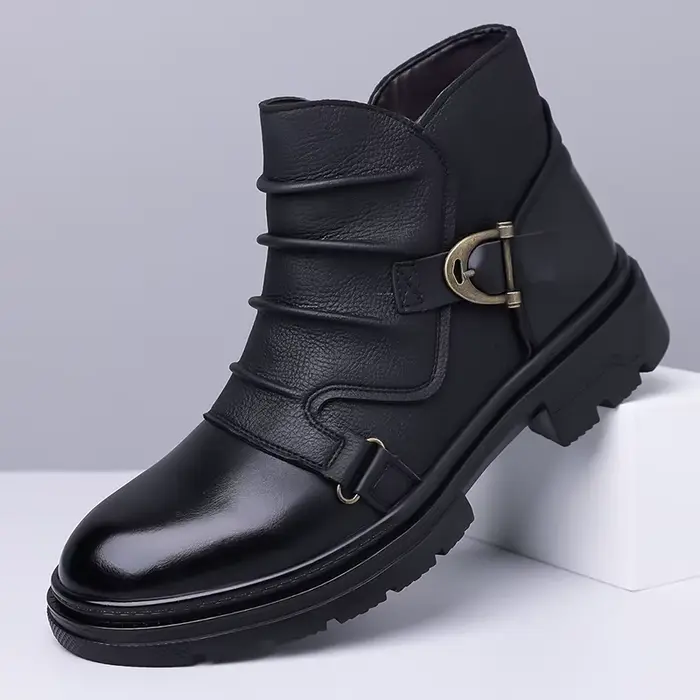 Bottes courtes pour hommes au design tendance, chaussures en cuir montantes, bottines élégantes pour