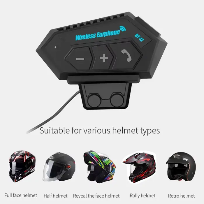 Casque Bluetooth sans fil pour casque de moto BT12