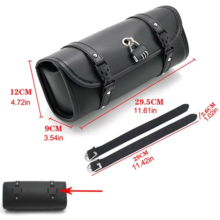 Sac à outils pour moto, sac cylindrique pour moto, sac à outils pour guidon avec serrure, sacoche ré