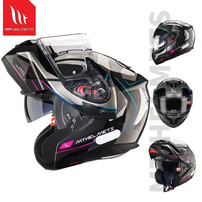 Casque intégral de moto pour hommes et femmes, double pare-soleil, casques de sécurité d'hiver, quat