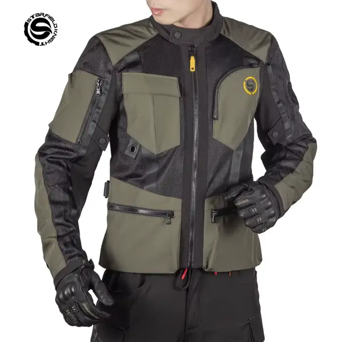 HOT Star Field Knight Vêtements de moto en maille pour homme, veste de moto noire respirante d'été avec accessoires de protection corporelle