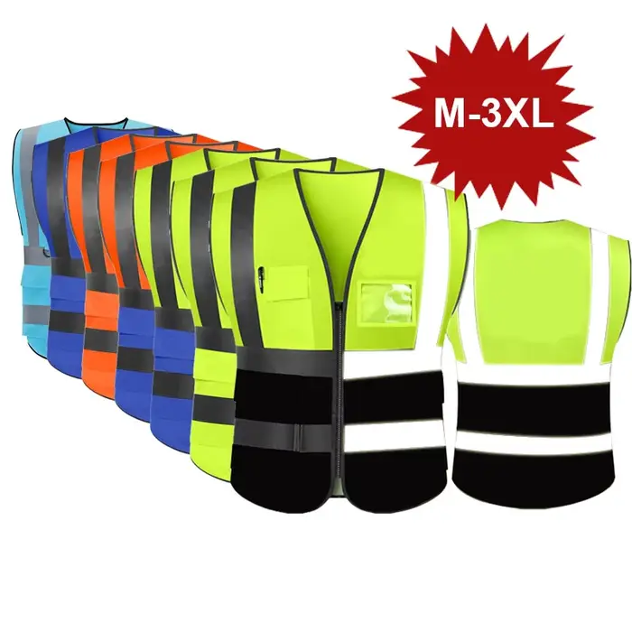 Gilet de sécurité réfléchissant haute visibilité avec bandes réfléchissantes et 5 poches gilet unifo