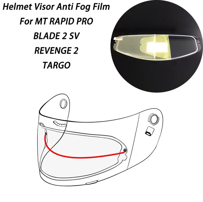 Film Anti-buée pour visière de casque de moto MT RAPID PRO,BLADE 2 SV,REVENGE 2,TARGO MT-V 14, Film