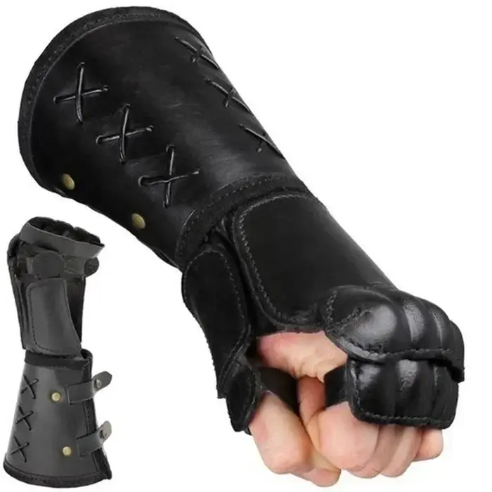 Gants de moto en armure rétro médiévale, avec poignets larges, brassards, gantelet de guerrier Steam