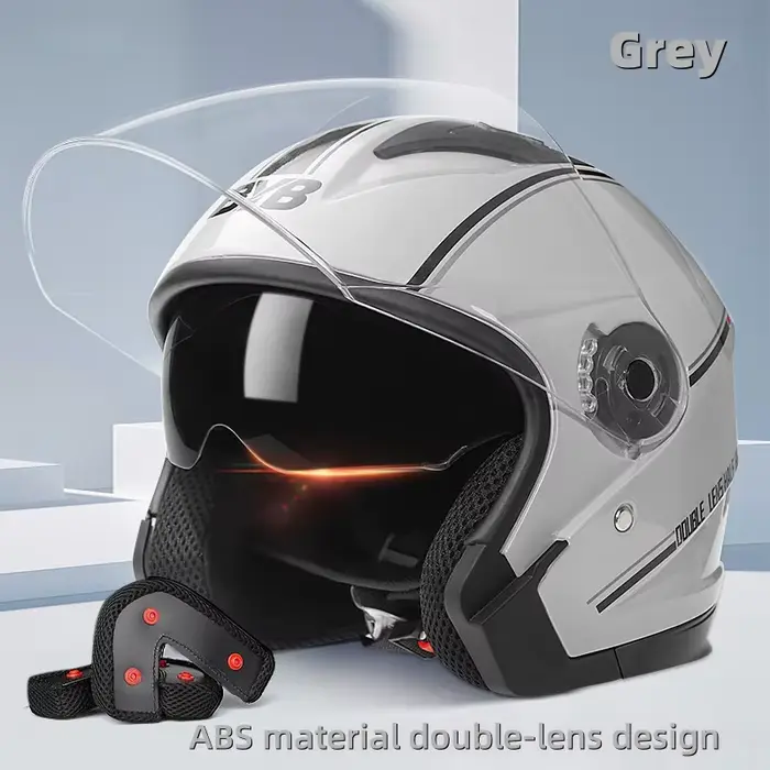 Casque de moto de sécurité universel pour homme et femme, équipé d'un viseur solaire à double couche