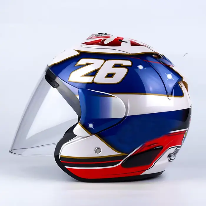 Demi-casque de moto d'été, lunettes de Motocross, casque Vintage, garde-corps bleu avec couteau, cas