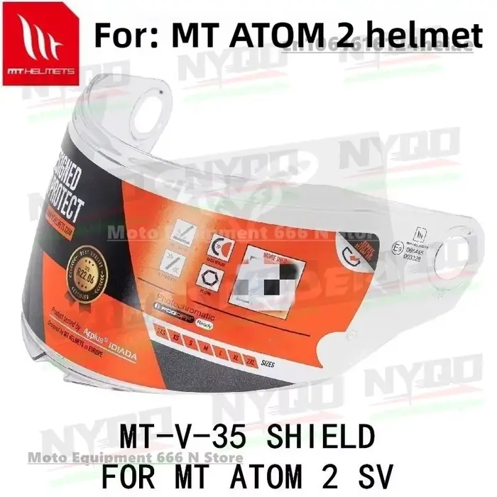MT ATOM 2 SV lentille de casque Original HD Transparent MT-V-35 rabattable accessoires de casque Bas