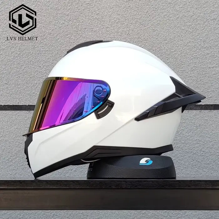 Casque de moto pour adulte LVS de haute qualité avec double visière et protection intégrale, casque 