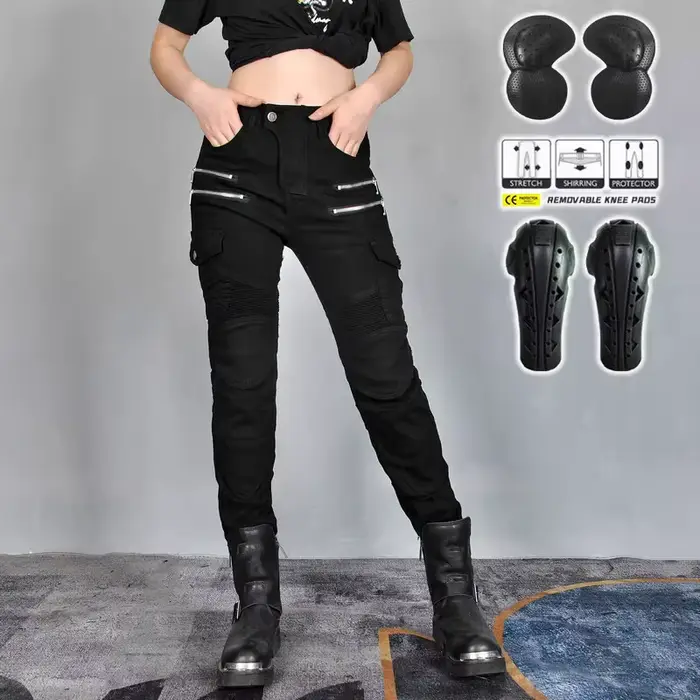 Nouveau pantalon de Motocross Double fermeture éclair Style métal Moto hommes pour femme jean d'équitation en plein air