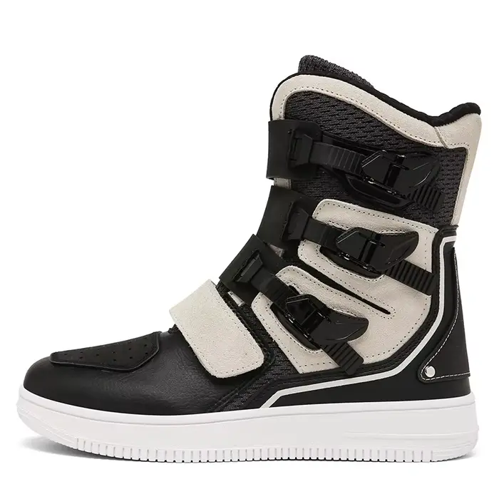 Chaussures de moto pour hommes, bottes de motocross, chaussures de moto à tige moyenne avec semelles