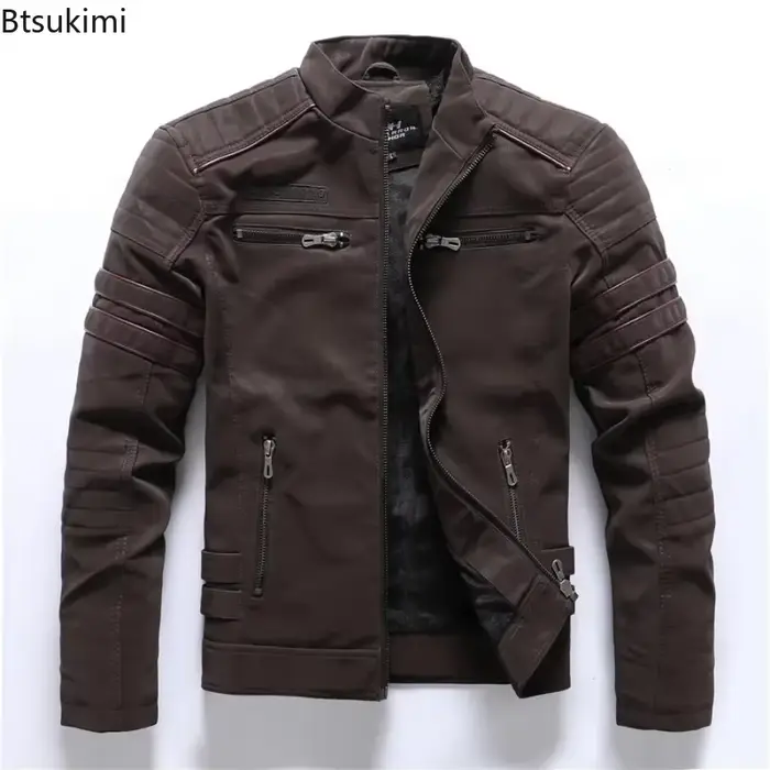 Veste de pilote en cuir PU pour hommes