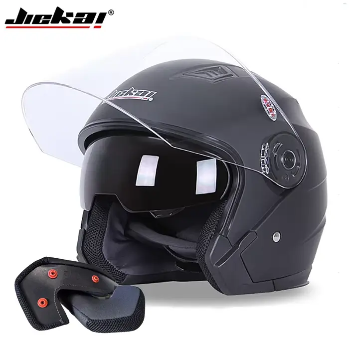JIEKAI Moto demi casque hommes double lentille Scooter