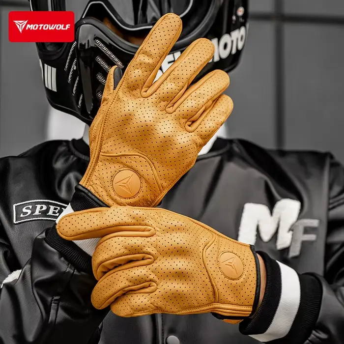 Gants de moto en cuir pour hommes et femmes