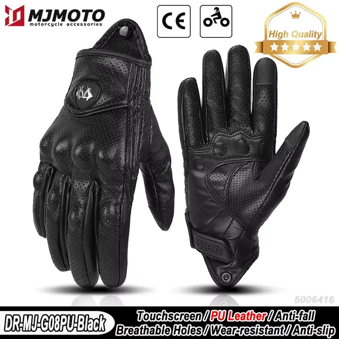 Gants Moto Rétro Jaunes en Cuir Tactiles Gants de Motocross Résistants à l’Usure et Antidérapants