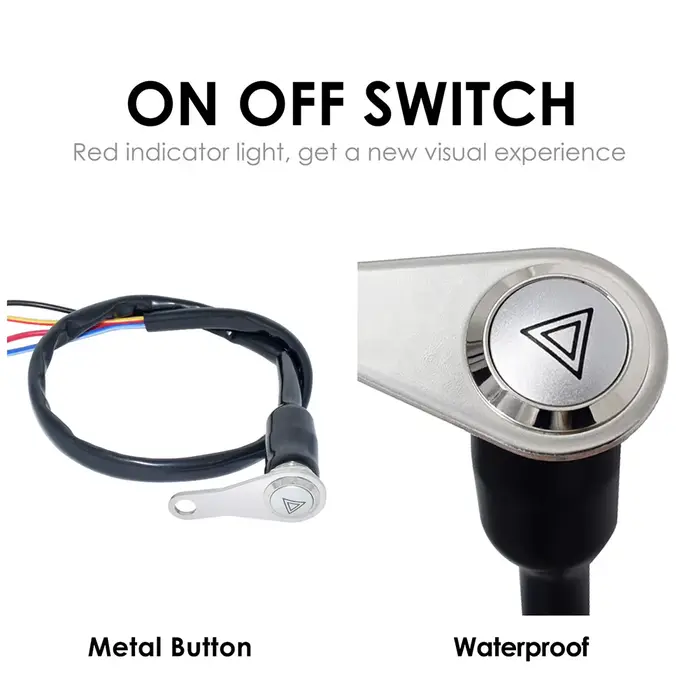 Interrupteur de moto monté sur guidon, bouton poussoir 12V, lumière de travail, LED rouge ON + OFF, 