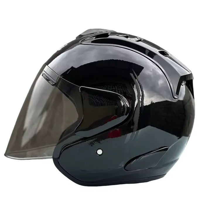 Ram4 nouveau design demi-casque hommes et femmes moto tout-terrain casque d'été noir brillant course
