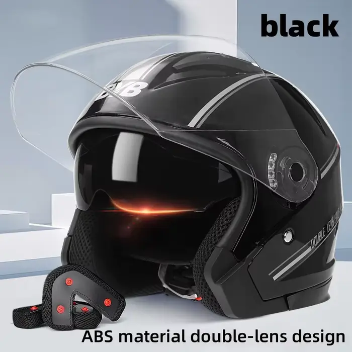 Casque de moto ouvert avec pare-soleil double couche. Convient aux hommes et aux femmes, et est appl