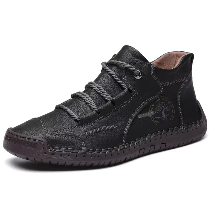 Bottes de moto en cuir rétro pour hommes, coutures à la main, chaussures décontractées, extérieur, b
