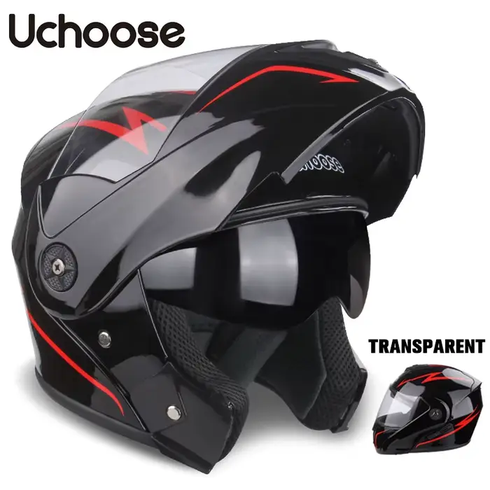 Uchoose casque de moto unisexe Certification DOT Double lentille Section transversale casque sécurit