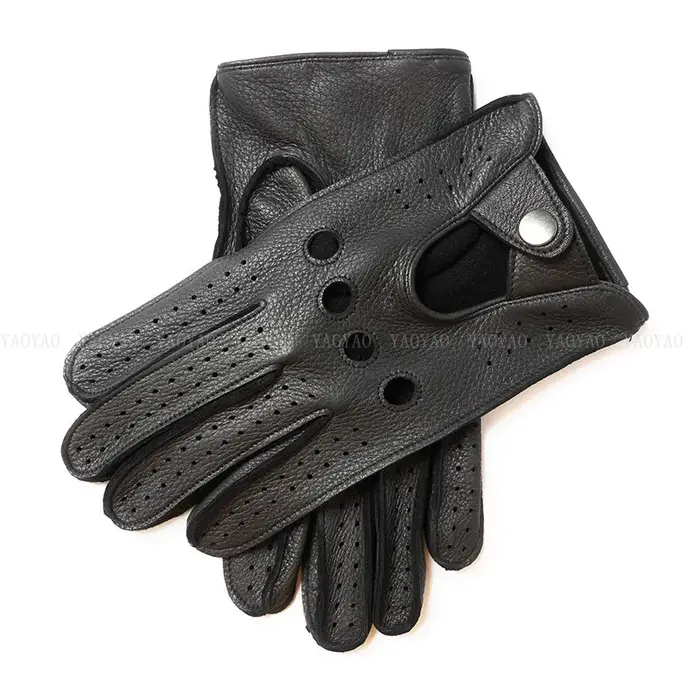 Gants de printemps en cuir véritable pour hommes, accessoires de mode, peau de mouton véritable, noi