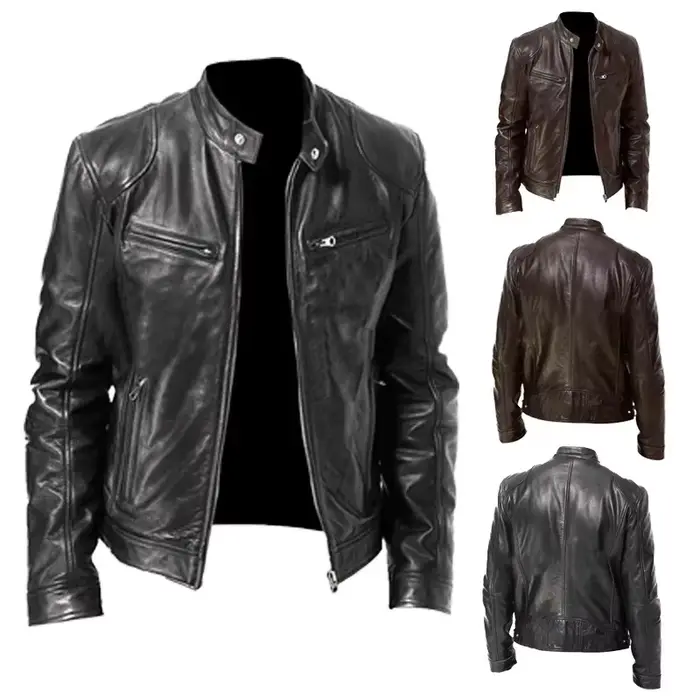 Veste de moto en cuir pour hommes