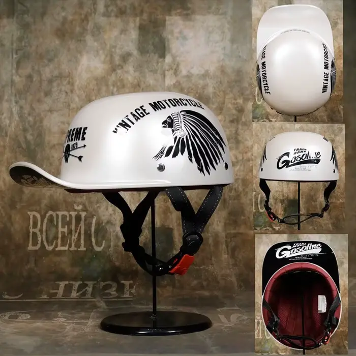 Casque de Moto rétro, demi-visage, Vintage, pour Scooter et motard