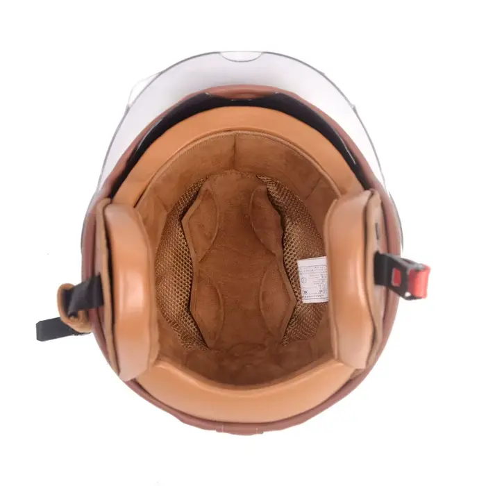 Demi-casque de moto rétro en cuir certifié 3C pour hommes et femmes