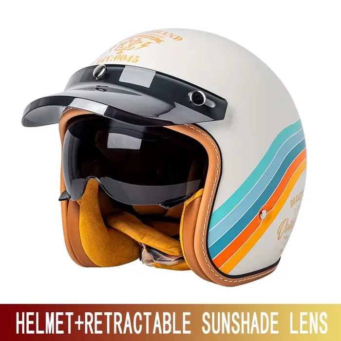 Casque trois-quarts moto cavalier pédale moto Kazakhstan hommes et femmes 3/4 casque rétro hiver cha