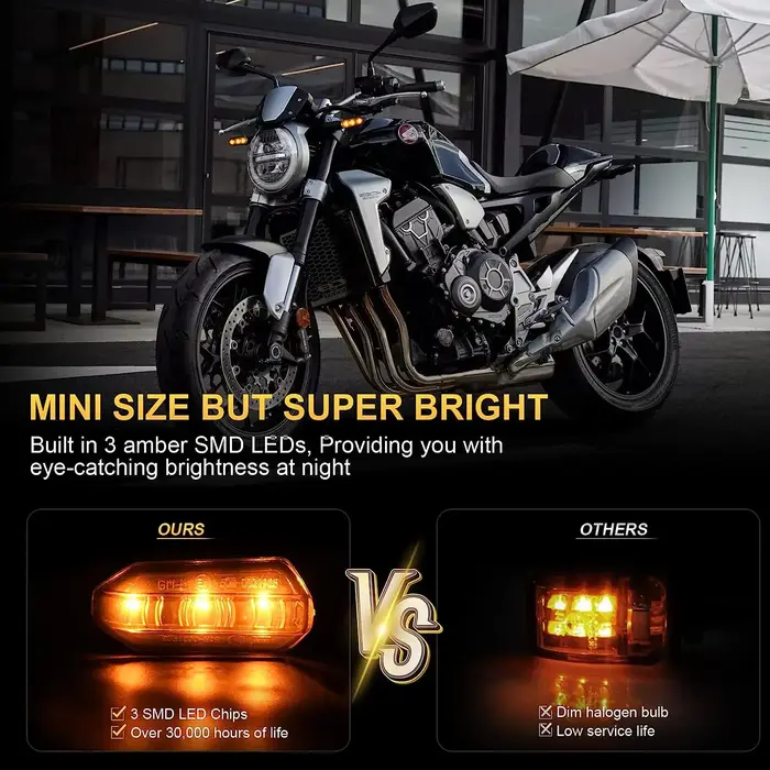 8mm Mini Moto LED clignotants ambre clignotant clignotant clignotant lampe 12V Moto indicateur lampe