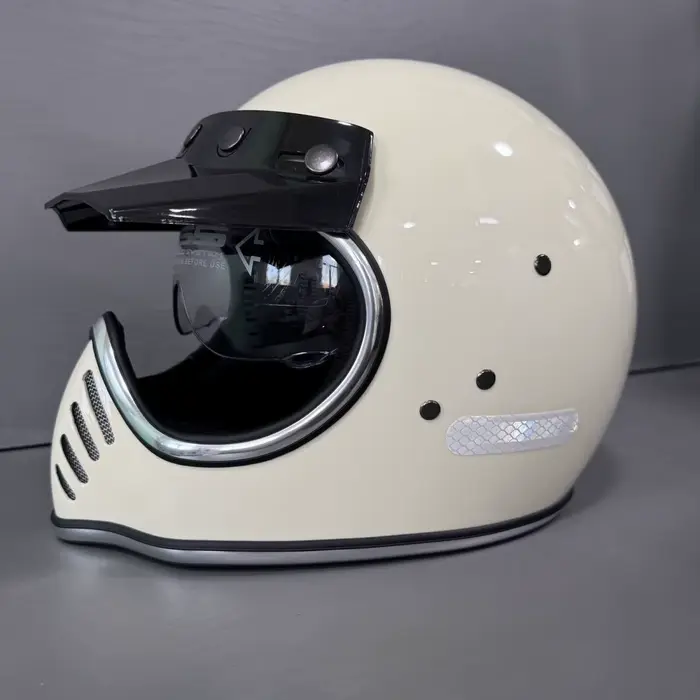 Casque de moto décoratif rétro en fibre de verre, mini-casque Calf Racer, casque moto scooter pour H