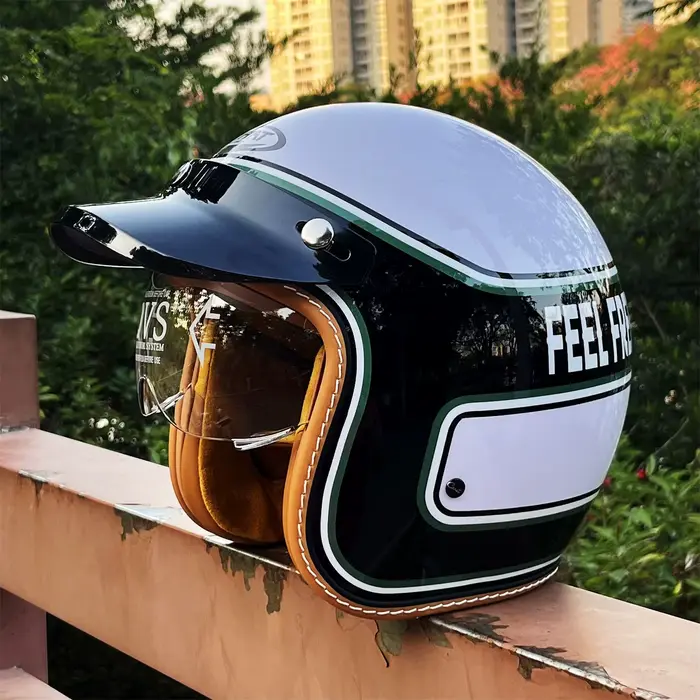 Casque de moto VGV à face ouverte 3/4 pour moto tout-terrain