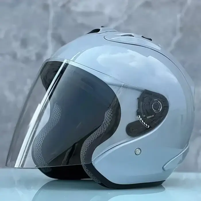 Demi-casque de moto tout-terrain gris brillant Ram4 pour hommes et femmes, casque d'été pour la cour