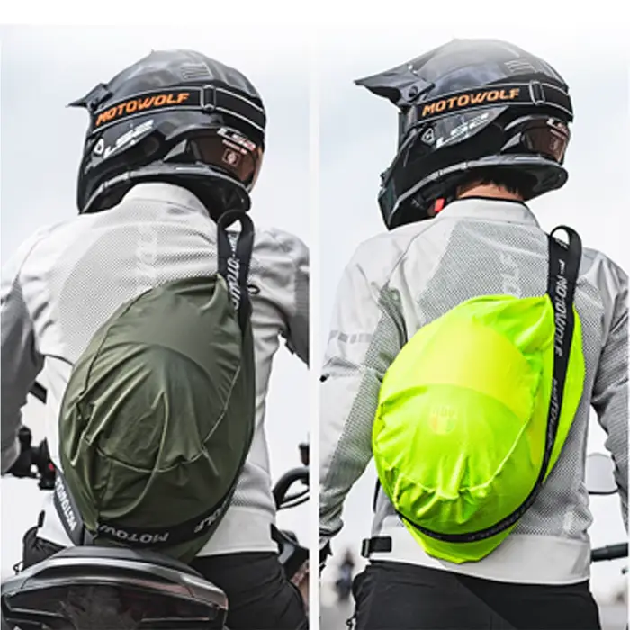 Sac de casque sac à dos étanche à la pluie poche de tirage pour moto Scooter cyclomoteur vélo demi-casque complet couvercle protéger sac