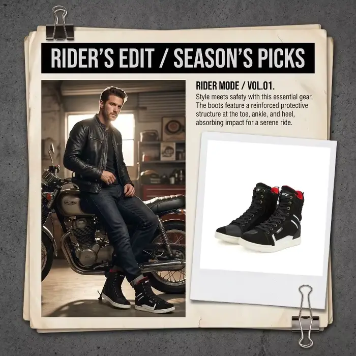 Bottes de moto pour homme en cuir microfibre