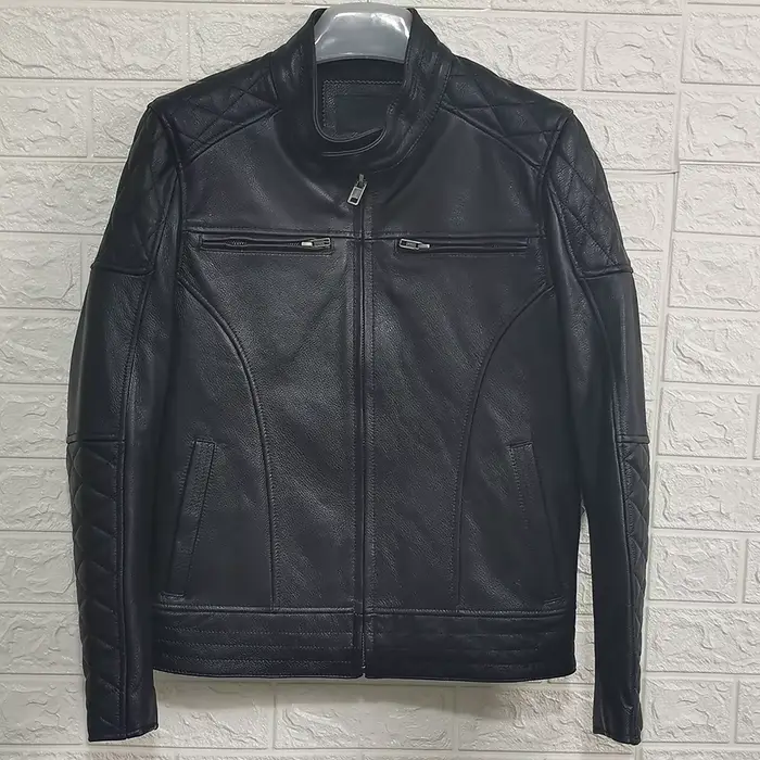 Veste de motard en cuir vintage pour hommes, optique 100% Veste de motard en cuir de vachette vérita