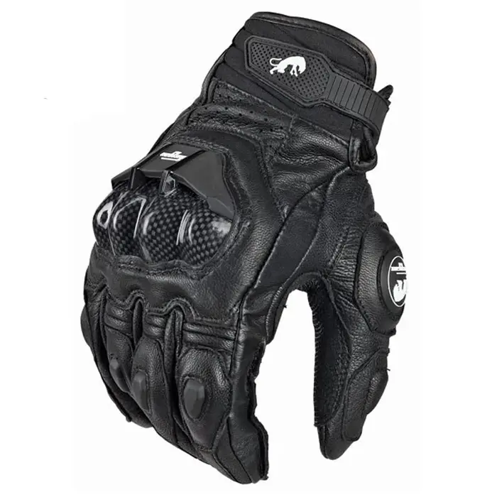 Gants de moto noirs de course en cuir véritable, gants d'équipe d'équitation sur route blancs pour h